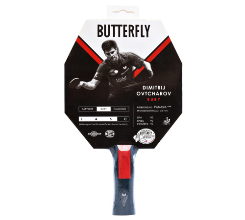 Ракетка для настільного тенісу BUTTERFLY Ovtcharov Ruby, чорно-червона Ракетка для настільного тенісу BUTTERFLY Ovtcharov Ruby, чорно-червона