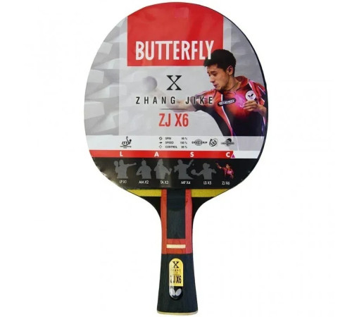 Ракетка для настільного тенісу Butterfly Zhang Jike ZJX6, червоний