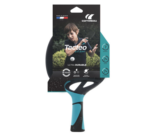 Ракетка для настільного тенісу Cornilleau TACTEO 50 OUTDOOR, чорно-блакитна Ракетка для настільного тенісу Cornilleau TACTEO 50 OUTDOOR, чорно-блакитна