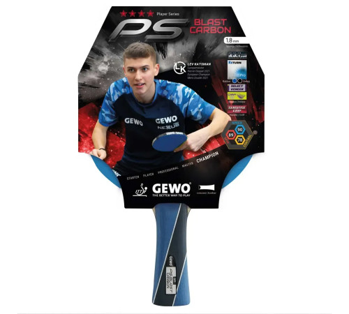 Ракетка для настільного тенісу Gewo PS Blast Carbon FL, синя Ракетка для настільного тенісу Gewo PS Blast Carbon FL, синя