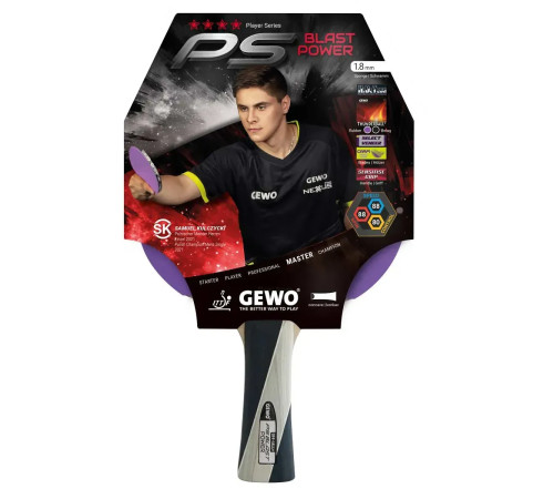 Ракетка для настільного тенісу Gewo PS Blast Power FL, фіолетова Ракетка для настільного тенісу Gewo PS Blast Power FL, фіолетова