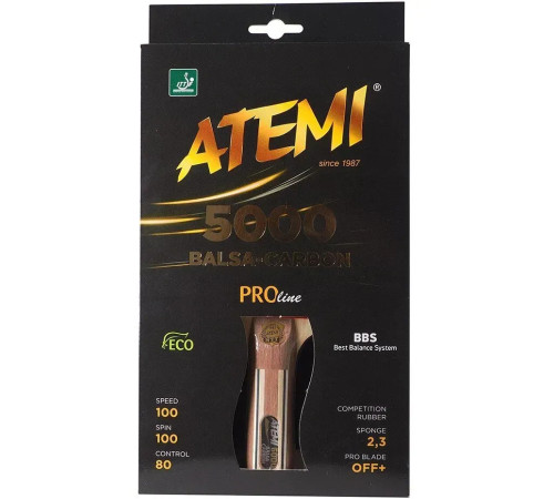 Ракетка для настільного тенісу Atemi 5000 PRO Balsa-Carbon ECO-Line