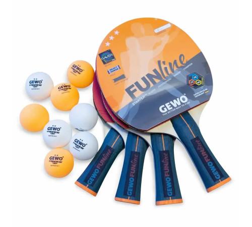 Набір для настільного тенісу Gewo Family & Friends 4 Bats 8 Balls, чорно-червоний Набір для настільного тенісу Gewo Family & Friends 4 Bats 8 Balls, чорно-червоний