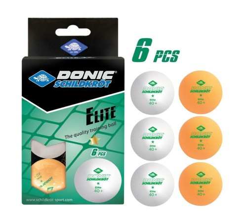 М'ячі для настільного тенісу DONIC Elite 6 шт, помаранчево-білі М'ячі для настільного тенісу DONIC Elite 6 шт, помаранчево-білі