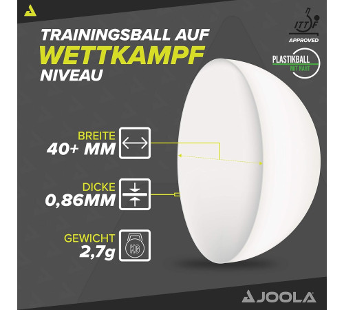 М'ячі для настільного тенісу Joola Magic ABS 40+ 72 шт, білий М'ячі для настільного тенісу Joola Magic ABS 40+ 72 шт, білий