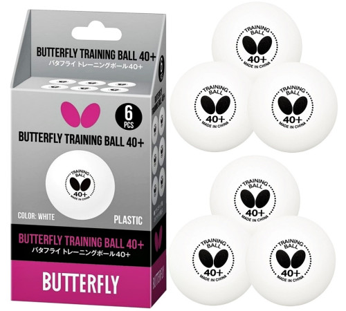 М'ячі для настільного тенісу BUTTERFLY TRAINING 6 шт, білі М'ячі для настільного тенісу BUTTERFLY TRAINING 6 шт, білі