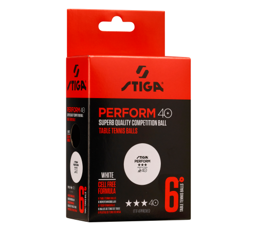 М'ячі для настільного тенісу Stiga Perform ABS 6 шт, білі М'ячі для настільного тенісу Stiga Perform ABS 6 шт, білі