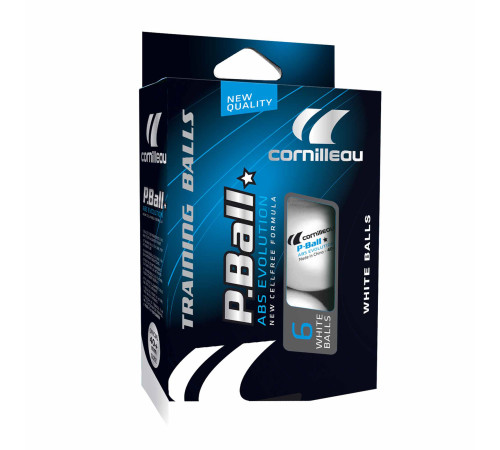 М'ячі для настільного тенісу Cornilleau P-BALL ABS EVOLUTION 1* 6 шт, білі М'ячі для настільного тенісу Cornilleau P-BALL ABS EVOLUTION 1* 6 шт, білі