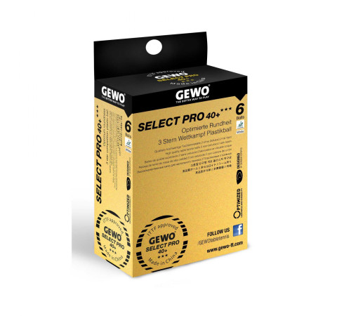 М'ячі для настільного тенісу Gewo Select Pro 40+ 6 шт, білі М'ячі для настільного тенісу Gewo Select Pro 40+ 6 шт, білі