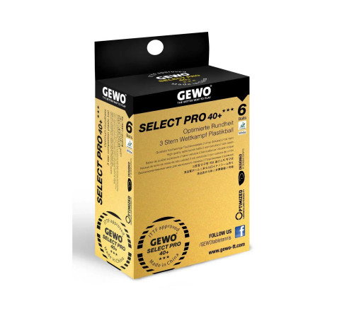М'ячі для настільного тенісу Gewo Select Pro 40+ 6 шт, білі М'ячі для настільного тенісу Gewo Select Pro 40+ 6 шт, білі