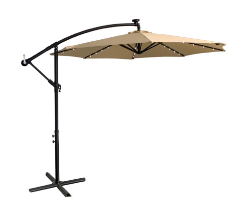 Парасоля садова з LED підсвіткою Bonro B-7012LP 3 м, 8 спиць, бежева