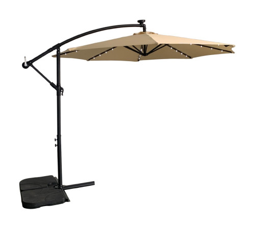 Парасоля садова з LED підсвіткою Bonro B-7012LP 3 м, 8 спиць, бежева