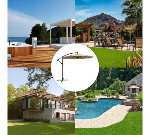 Парасоля садова з LED підсвіткою Bonro B-7012LP 3 м, 8 спиць, бежева