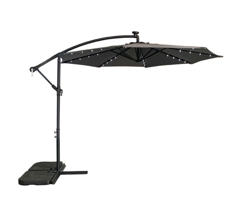 Парасоля садова з LED підсвіткою Bonro B-7012LP 3 м, 8 спиць, сіра