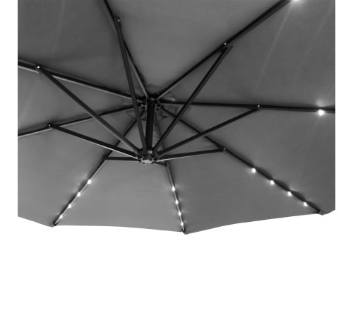 Парасоля садова з LED підсвіткою Bonro B-7012LP 3 м, 8 спиць, сіра