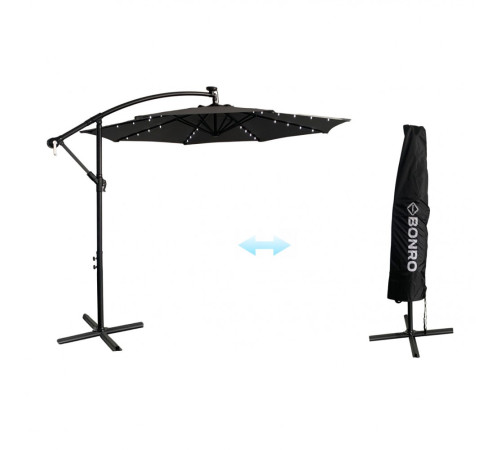 Парасоля садова з LED підсвіткою Bonro B-7012LP 3 м, 8 спиць, сіра