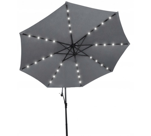 Парасоля садова з LED підсвіткою Bonro B-7012LP 3 м, 8 спиць, сіра