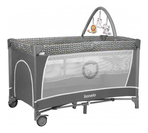 Ліжечко-манеж Lionelo Flower Grey Scandi 84 х 125 х 41 см - сірий