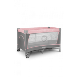 Ліжечко-манеж Lionelo Flower Flamingo 84 х 125 х 41 см - рожево-сірий
