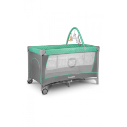 Ліжечко-манеж Lionelo Flower Turquoise 84 х 125 х 41 см - сіро-бірюзовий