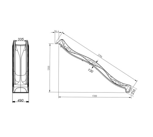 Дитяча гірка KBT пластикова, 220 х 46 х 120 см - зелена