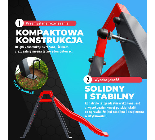 Дитяча гірка K-Sport KSOZ013S модульна - червоно-чорна