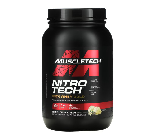 Сироватковий протеїн Nitro Tech 100% Whey Gold - 908г Французький ванільний крем
