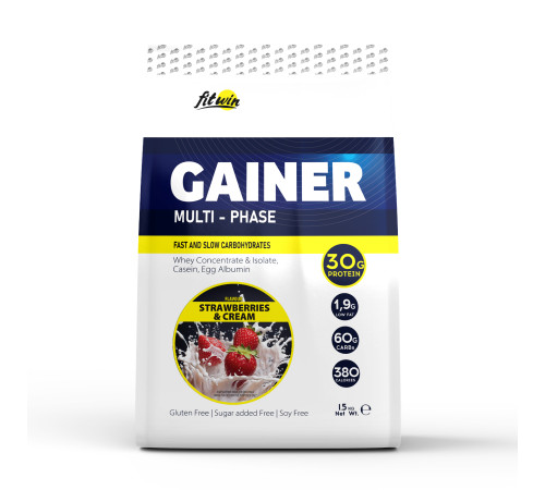 Гейнер Gainer - 1500г Полуниця і вершки Гейнер Gainer - 1500г Полуниця і вершки