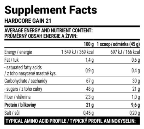 Hardcore Gain21 Extrifit- 3000g Vanilla Hardcore Gain21 Extrifit- 3000g Vanilla