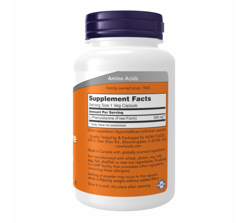 L-Phenylalanine 500mg Now Foods - 120 vcaps L-Phenylalanine 500mg Now Foods - 120 vcaps