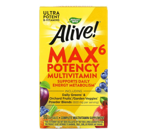 Nature's Way Alive! Max6 (With Iron) - 90 vcaps Nature's Way Alive! Max6 (With Iron) - 90 vcaps