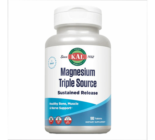 Магній KAL Magnesium Sustained Release Triple Source 500мг - 100 таблеток Магній KAL Magnesium Sustained Release Triple Source 500мг - 100 таблеток