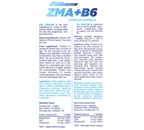ZMA+B6 - 20tab Lemon