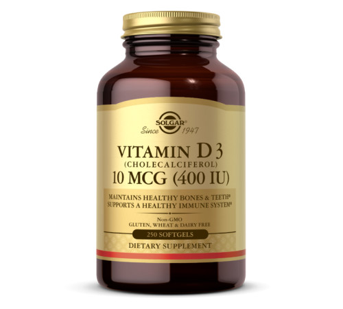 Вітамін Vitamin D3 (Cholecalciferol) 10mcg (400 IU) - 250 капсул Вітамін Vitamin D3 (Cholecalciferol) 10mcg (400 IU) - 250 капсул
