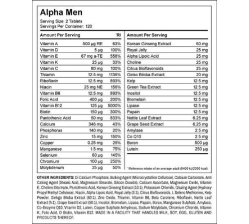 Alpha Men - 120tabs Alpha Men - 120tabs