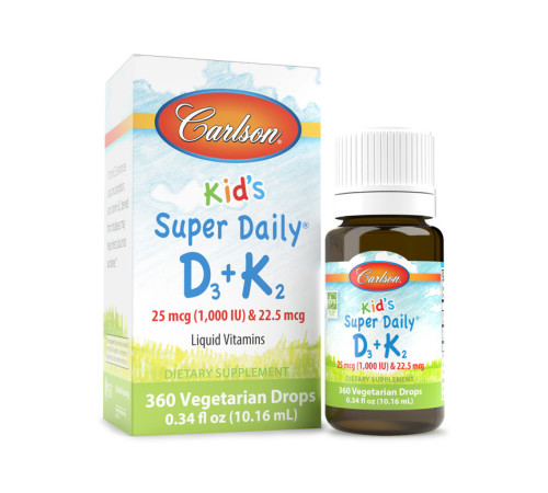 Дитячі вітаміни Kids Super Daily D3+K2 - 360 крапель