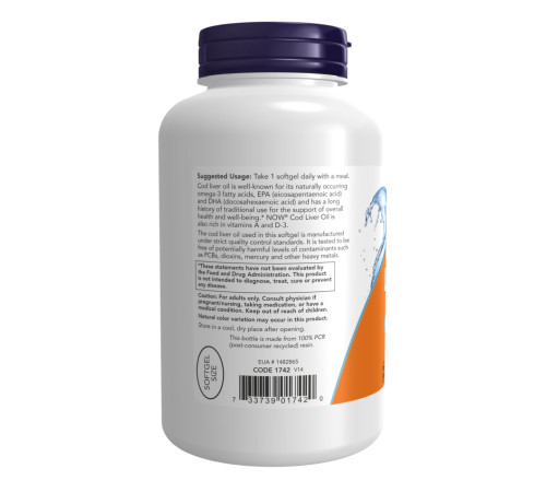 Cod Liver Oil Now Foods 650mg - 250 sgels Cod Liver Oil Now Foods 650mg - 250 sgels