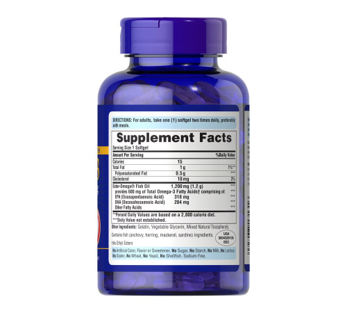 Рибячий жир Омега 3 (Double Strength Omega-3 Fish Oil 1200мг/600мг Omega-3) - 90 капсул Рибячий жир Омега 3 (Double Strength Omega-3 Fish Oil 1200мг/600мг Omega-3) - 90 капсул