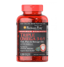 Triple Omega 3 6 9 Fish Flax Borage Oils - 120 Softgels