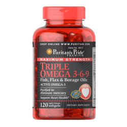 Triple Omega 3 6 9 Fish Flax Borage Oils - 120 Softgels