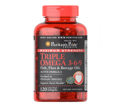 Triple Omega 3 6 9 Fish Flax Borage Oils - 120 Softgels
