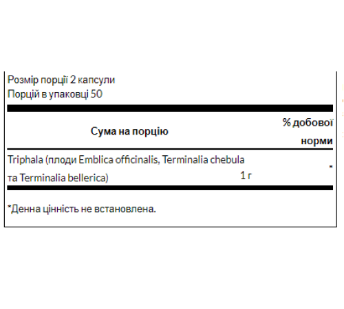 Трифала Triphala 500мг - 100 капсул Трифала Triphala 500мг - 100 капсул