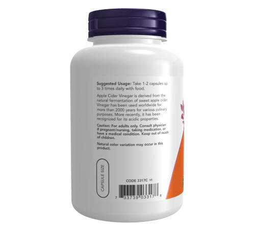 Apple Cider Vinegar Now Foods 450 mg - 180 vcaps
