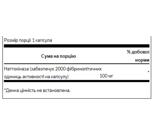 Nattokinase 2,000 Fibrinolytic Units 100 mg - 30caps Nattokinase 2,000 Fibrinolytic Units 100 mg - 30caps
