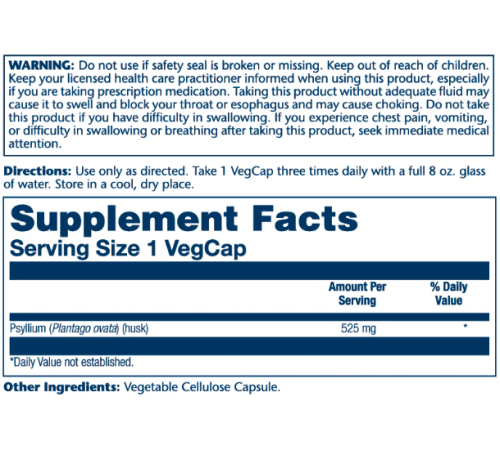 Псиліум Psyllium Husk 525мг - 100 капсули Псиліум Psyllium Husk 525мг - 100 капсули