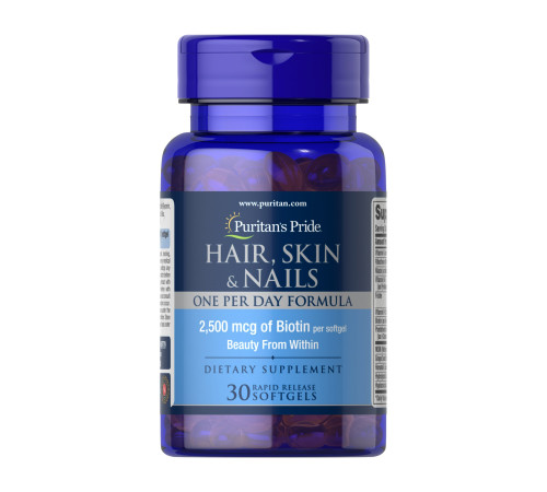 Hair Skin Nails (One perday formula) 2500 mcg of Biotin - 30 Softgels