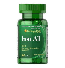  Залізо та мультивітаміни Iron All Iron - 100 таблеток