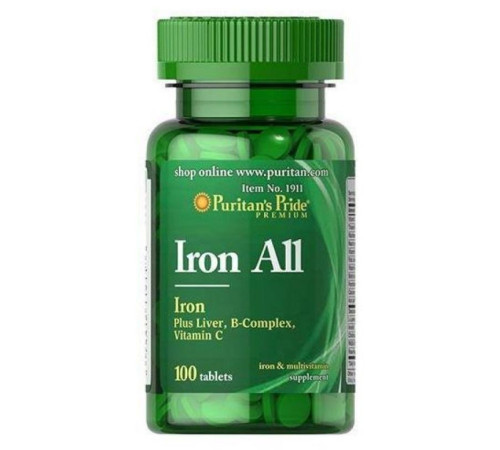 Залізо та мультивітаміни Iron All Iron - 100 таблеток