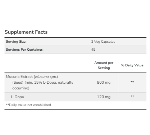 Екстракт мукуни Dopa Mucuna - 90 капсул Екстракт мукуни Dopa Mucuna - 90 капсул