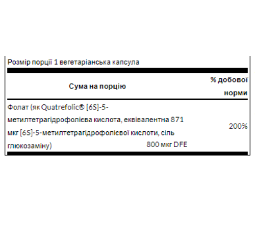 Фолієва кислота Folate 800мкг - 30 капсул Фолієва кислота Folate 800мкг - 30 капсул